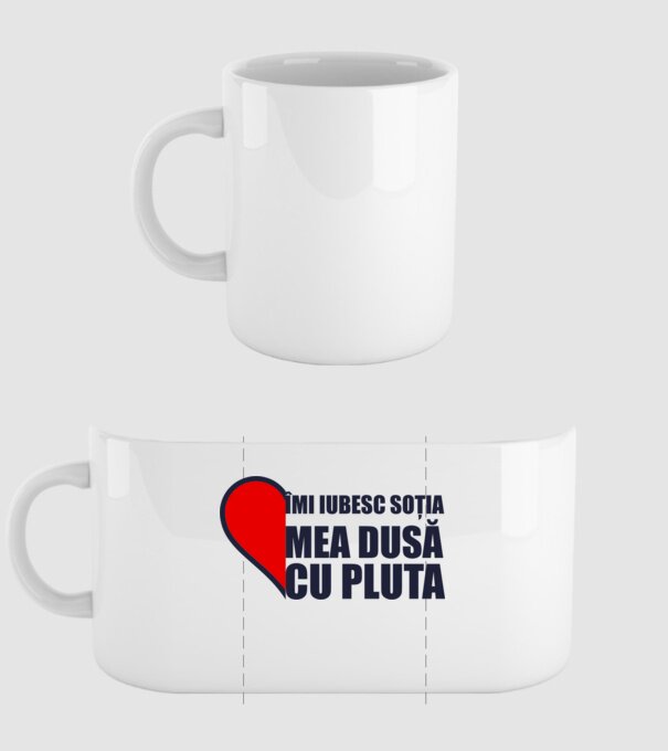 îmi iubesc soția mea dusă cu pluta model alb pe tricou