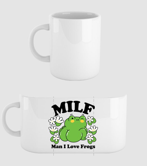 MILF man i love frogs model alb pe tricou