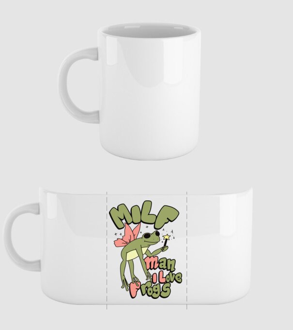 MILF man i love frogs model alb pe tricou