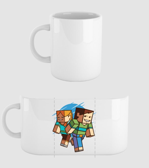 Minecraft model alb pe tricou