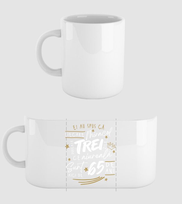 Miracol durează trei 65 de ani model alb pe tricou