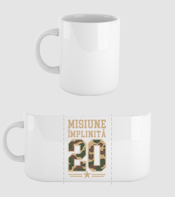 Misiune împlinită 20 model alb pe tricou
