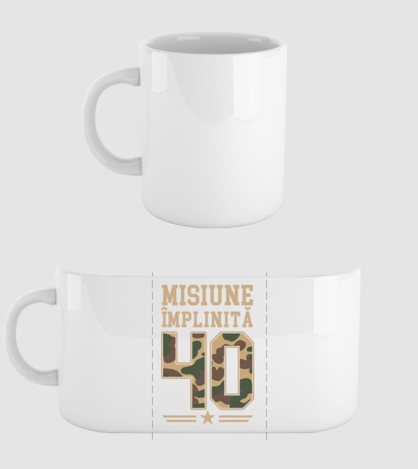 Misiune împlinită 40 model alb pe tricou