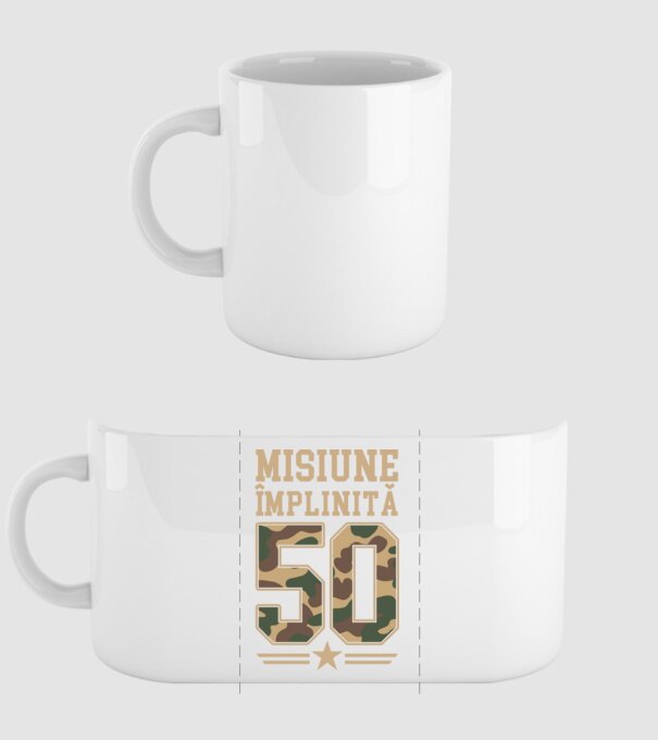 Misiune împlinită 50 model alb pe tricou