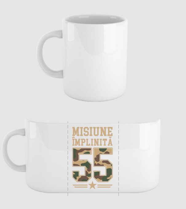 Misiune împlinită 55 model alb pe tricou