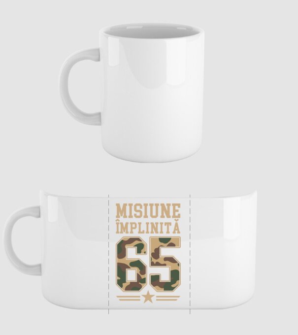 Misiune împlinită 65 model alb pe tricou