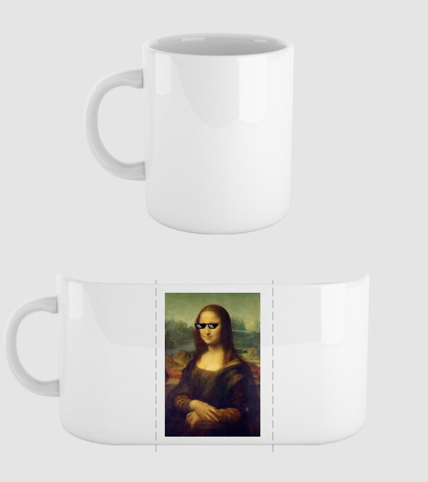 Mona Lisa Deal with it model alb pe tricou