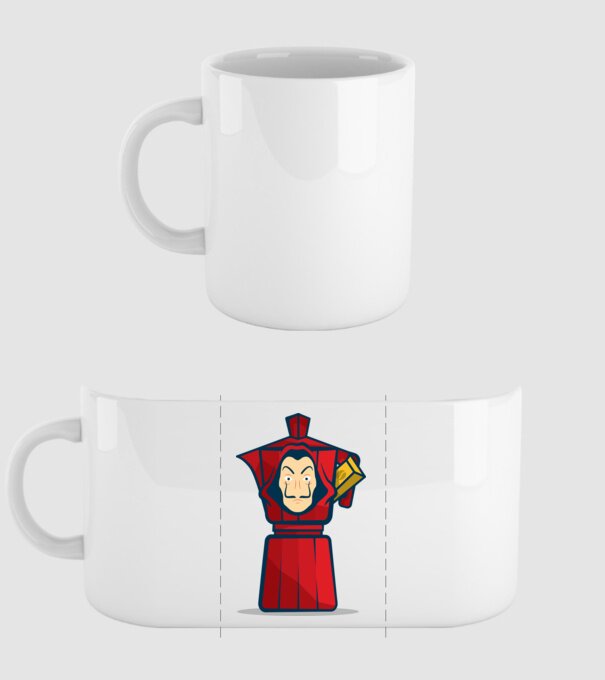money heist coffee model alb pe tricou