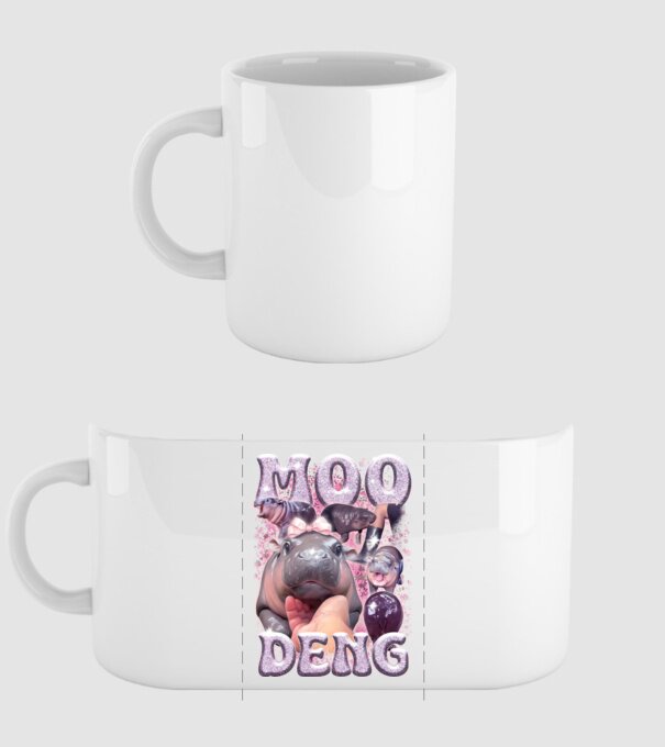 MOO DENG baby hippo model alb pe tricou