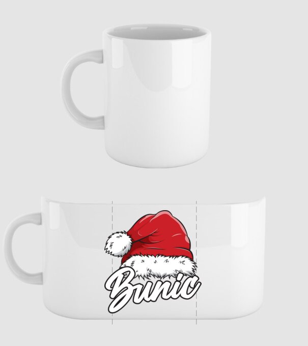 bunic Santa Hat model alb pe tricou