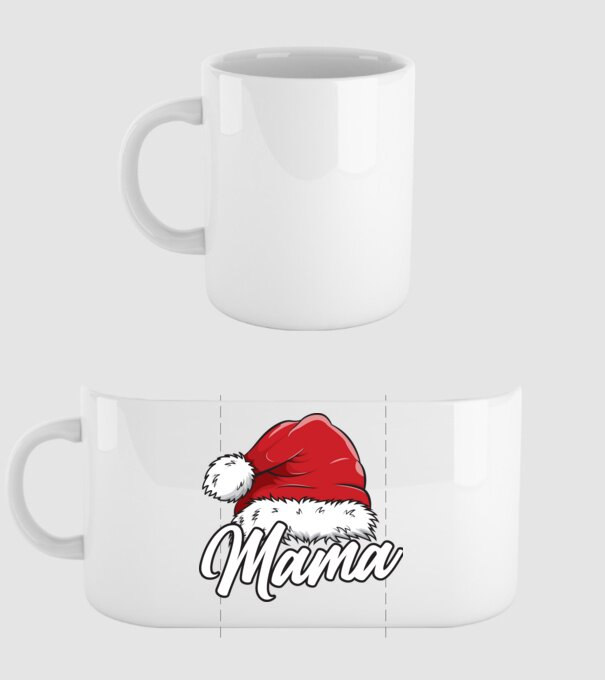 mama Santa Hat model alb pe tricou