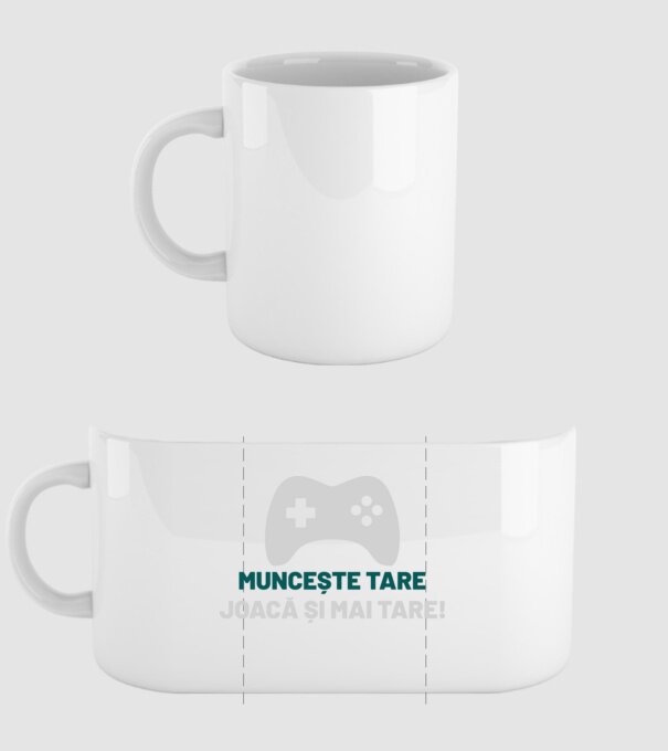 Muncește tare, joacă și mai tare! model alb pe tricou