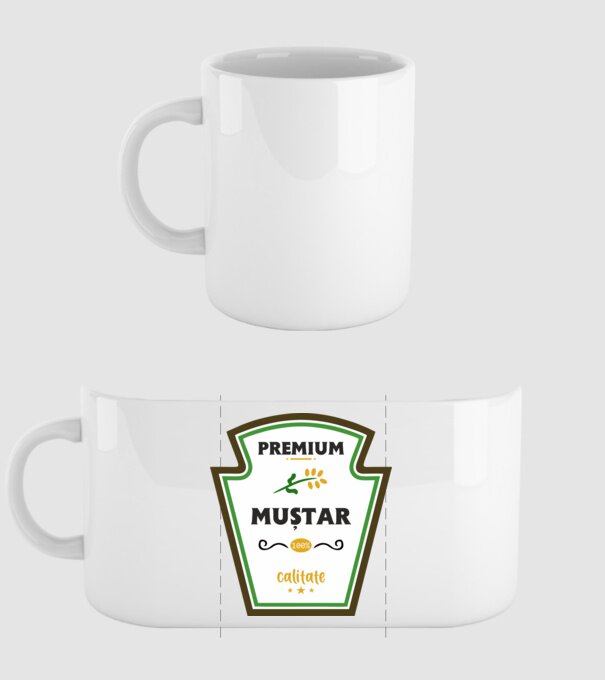 muștar premium - calitate model alb pe tricou