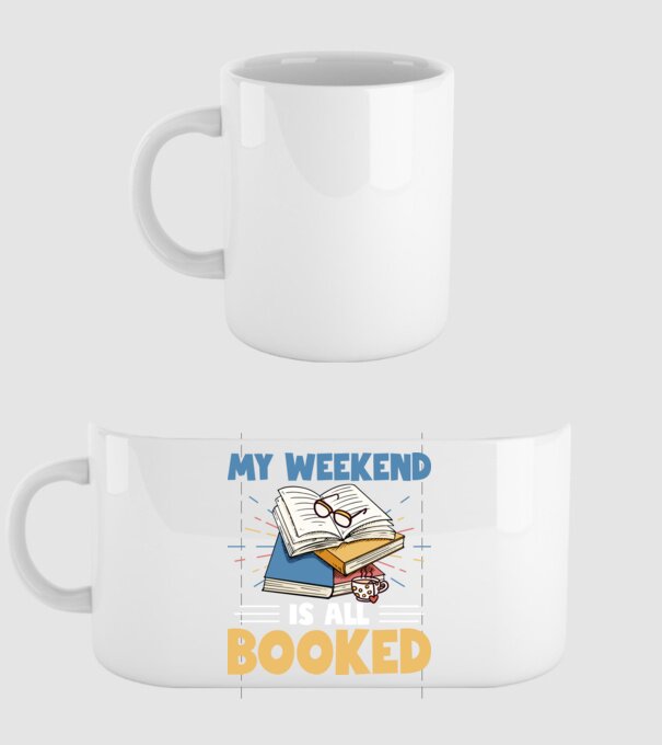 My weekend booked model alb pe tricou