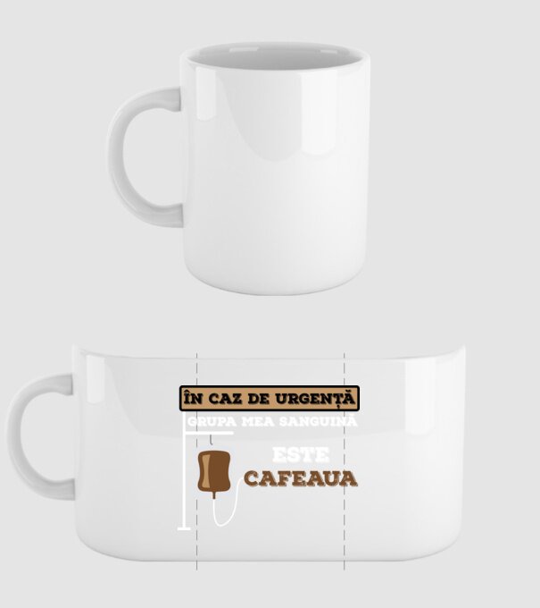 În caz de urgență, grupa mea sanguină este cafeaua model alb pe tricou