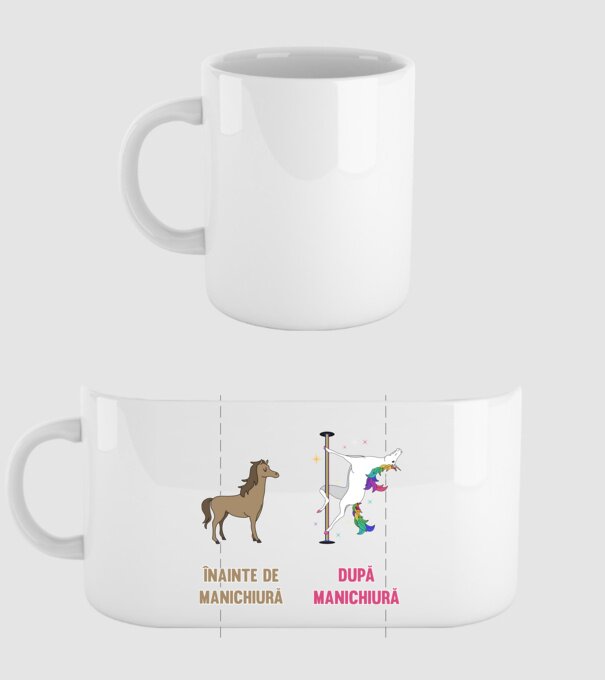 Înainte de manichiură - după manichiură model alb pe tricou