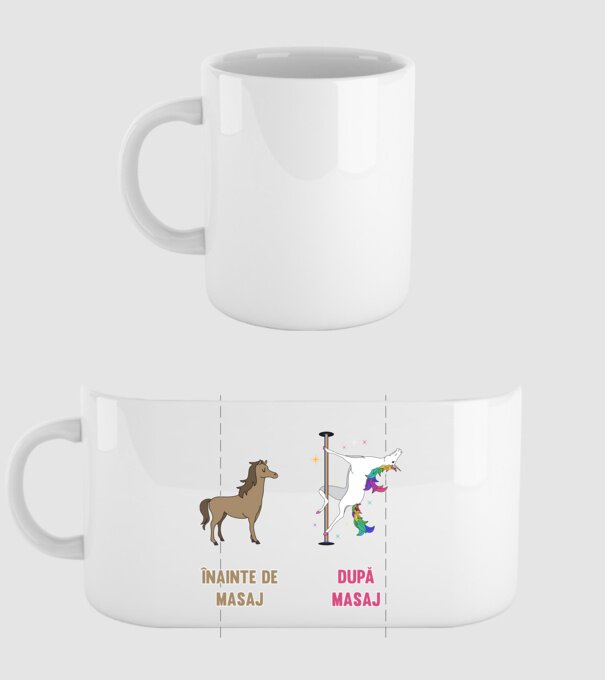 Înainte de masaj - după masaj model alb pe tricou