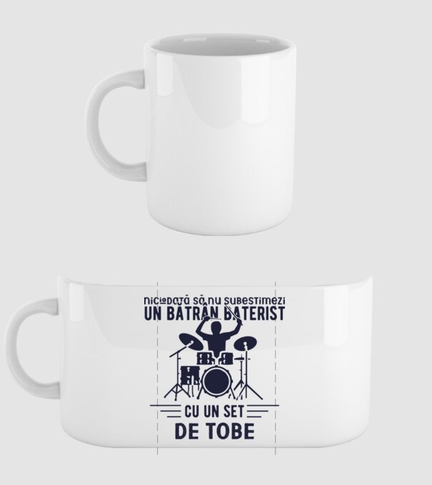 niciodată să nu subestimezi un bătrân baterist cu un set de tobe model alb pe tricou