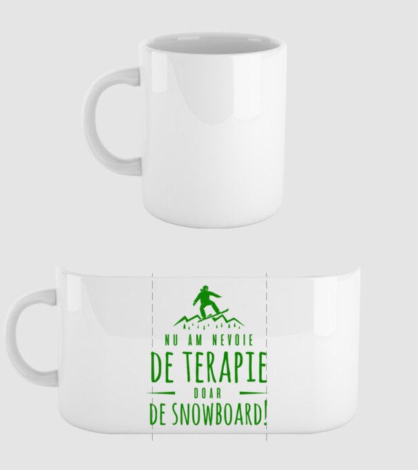 nu am nevoie de terapie doar de snowboard! model alb pe tricou