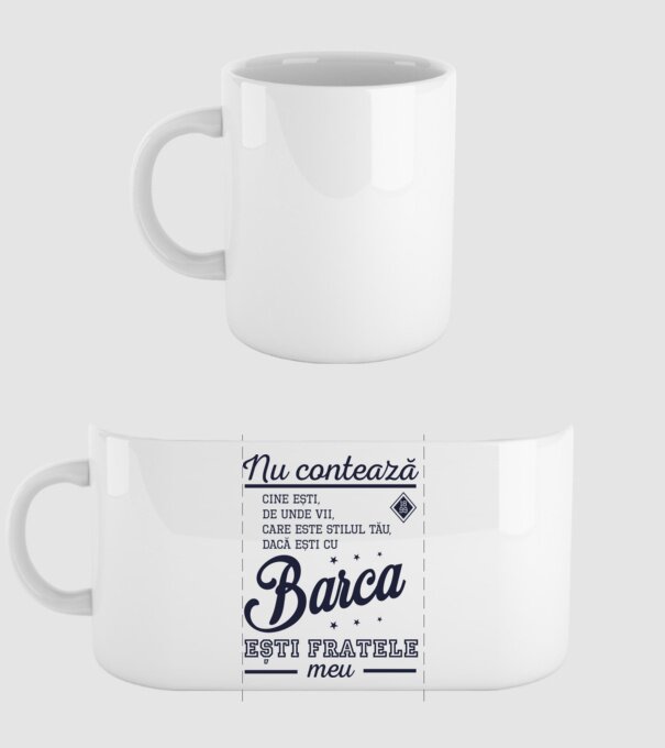 nu contează cine ești, de unde vii, care este stilul tău, dacă ești cu Barca, ești fratele meu model alb pe tricou