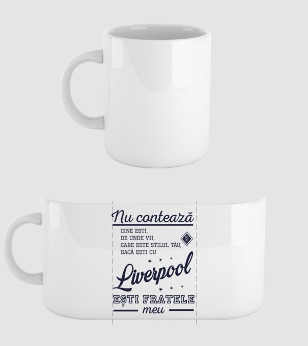 nu contează cine ești, de unde vii, care este stilul tău, dacă ești cu Liverpool, ești fratele meu model alb pe tricou