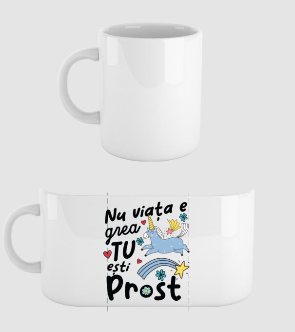 Nu viața e grea, tu ești prost model alb pe tricou
