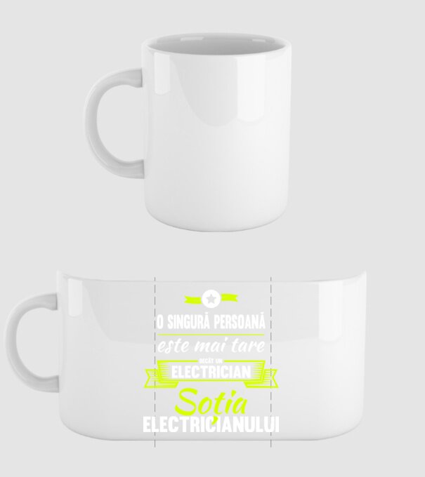 O singură persoană este mai tare decât un electrician, soția electricianului model alb pe tricou
