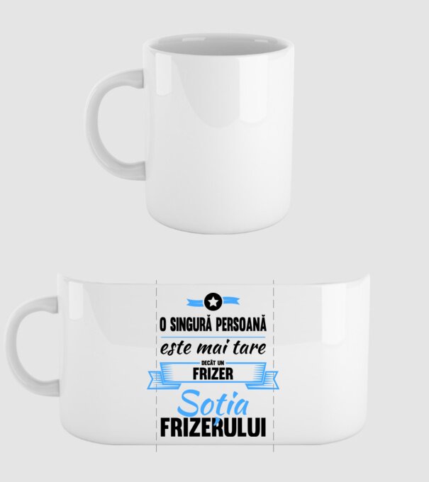 O singură persoană este mai tare decât un frizer, soția frizerului model alb pe tricou