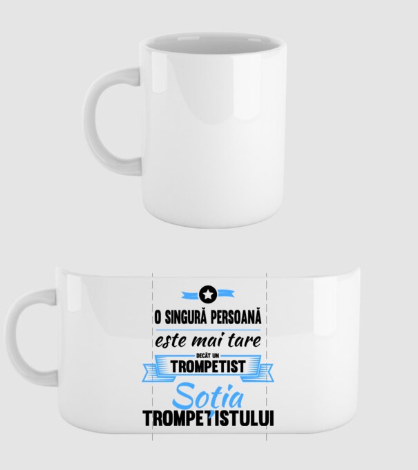 numai o persoană este mai tare decât un trompetist, soția trompetistului model alb pe tricou