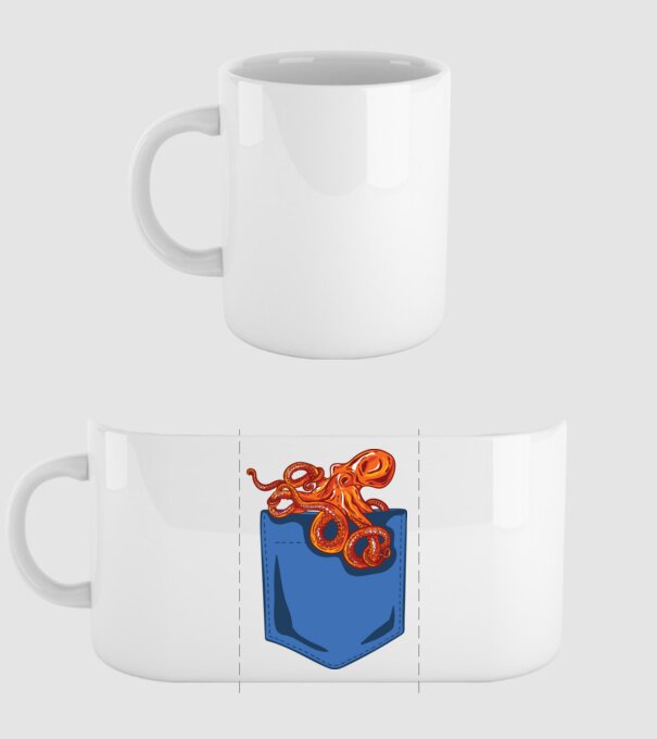 Octopus model alb pe tricou