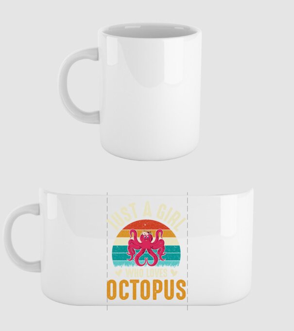 Octopus model alb pe tricou