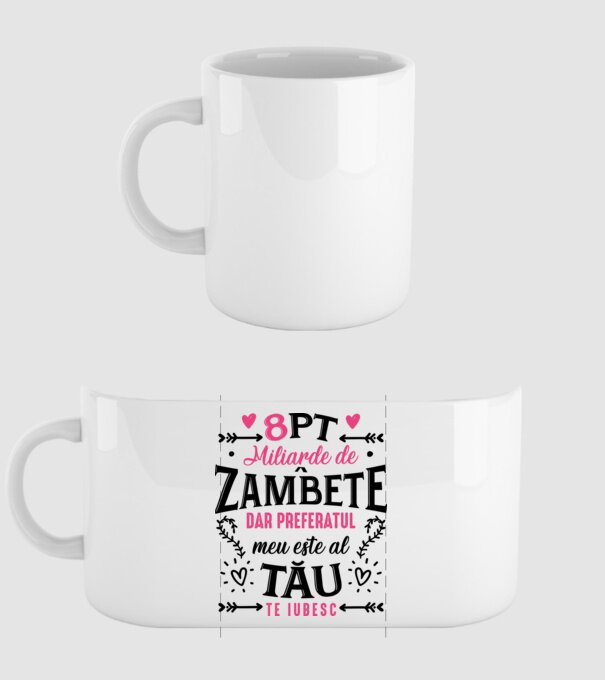 Opt miliarde de zâmbete model alb pe tricou