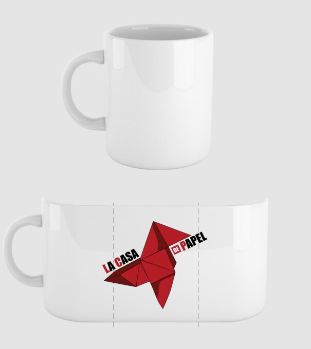 origami la casa de papel white model alb pe tricou
