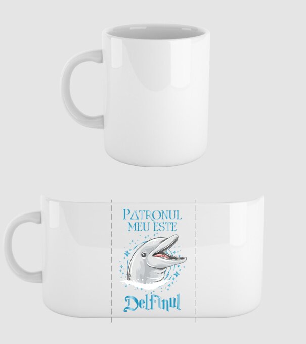 Patronul meu este DELFINUL model alb pe tricou