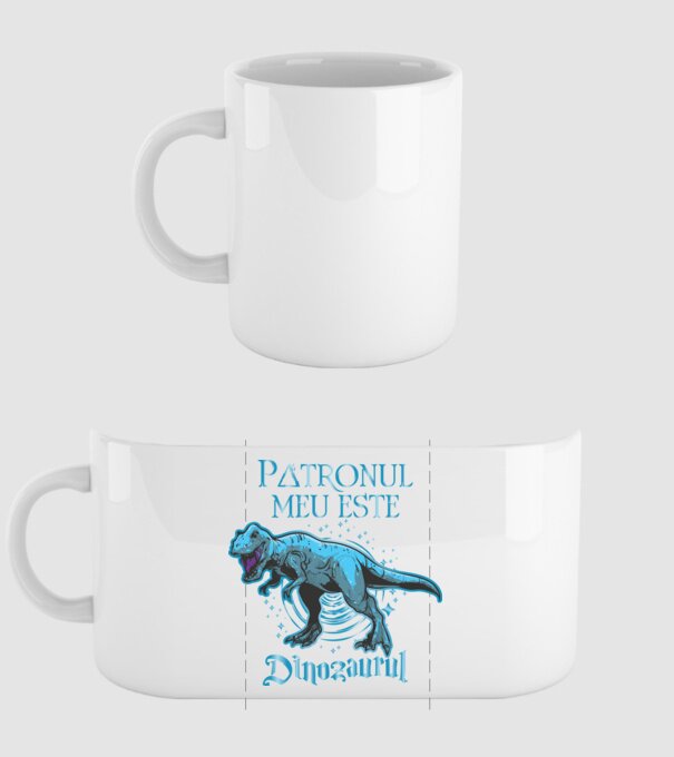Patronul meu este dinozaurul model alb pe tricou