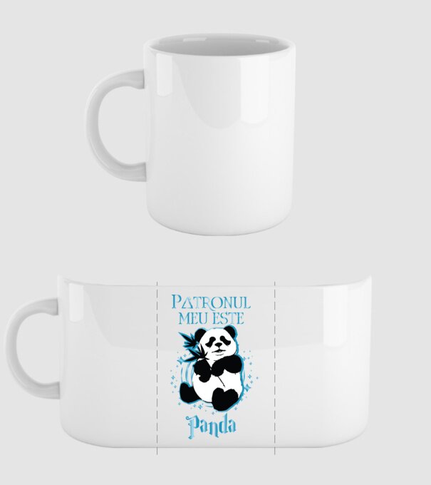 Patronul meu este PANDA model alb pe tricou