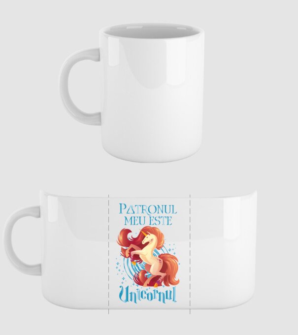 Patronul meu este UNICORNUL model alb pe tricou