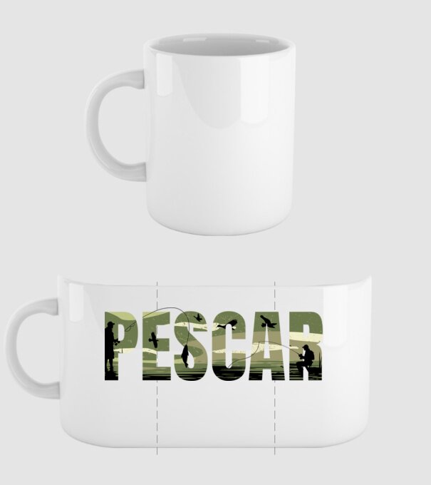 PESCAR model alb pe tricou