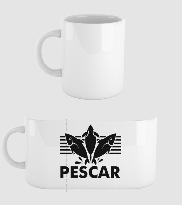 Pescar original model alb pe tricou