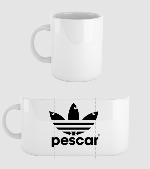 Pescar original model alb pe tricou