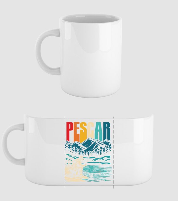 Pescar retro model alb pe tricou