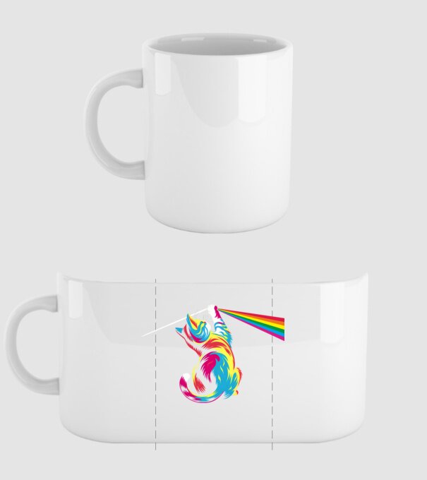 Pisica prismă model alb pe tricou