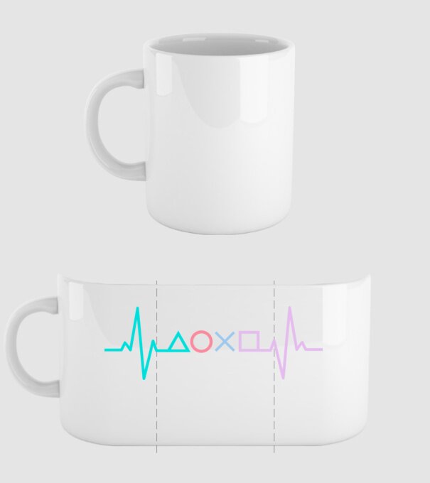 Playstation Symbols EKG model alb pe tricou