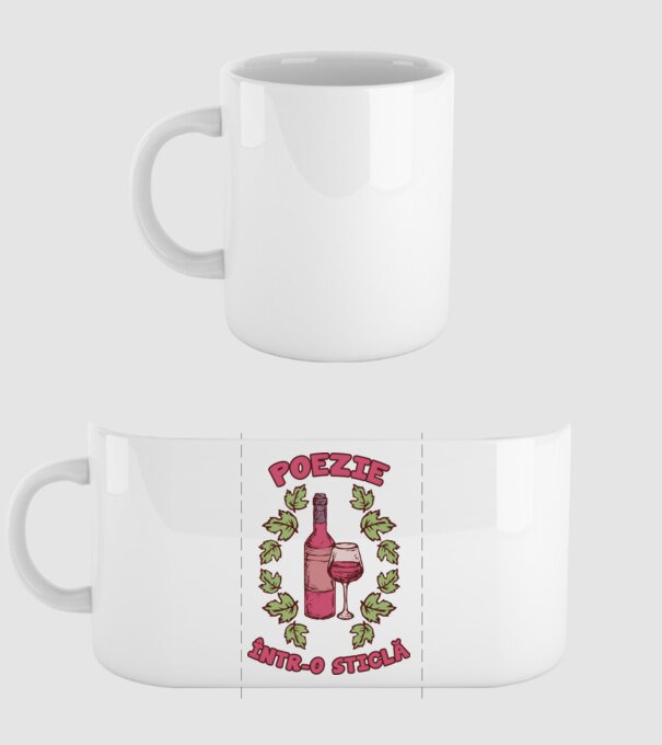 Poezie într-o sticlă model alb pe tricou