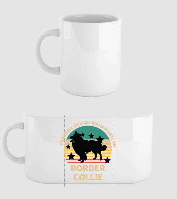 Prietenul meu cel mai bun este un border collie model alb pe tricou