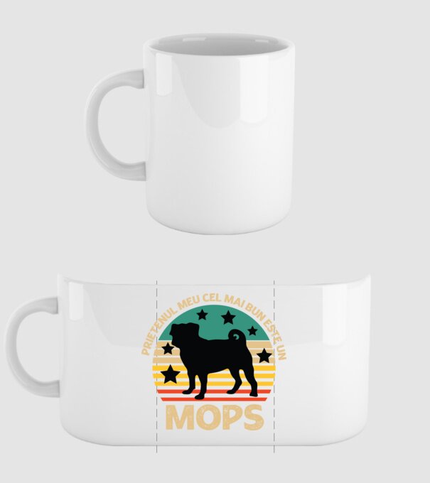 Prietenul meu cel mai bun este un mops model alb pe tricou