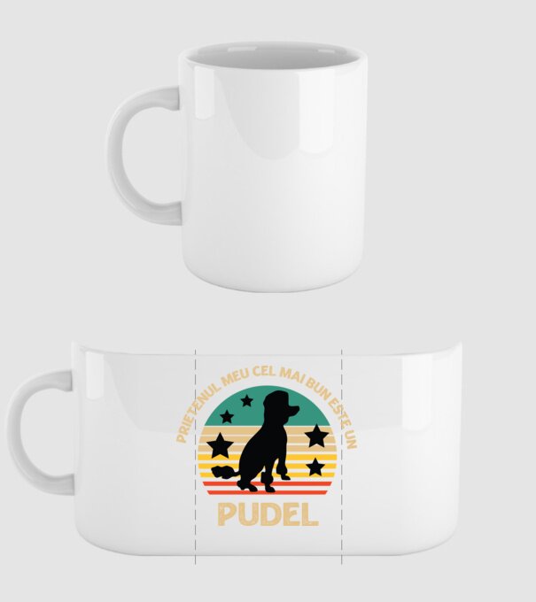 Prietenul meu cel mai bun este un pudel model alb pe tricou