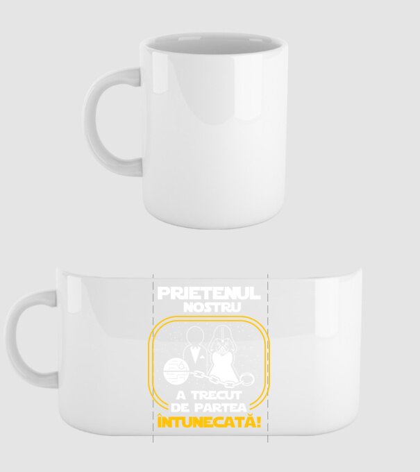 Prietenul nostru a trecut de partea întunecată model alb pe tricou
