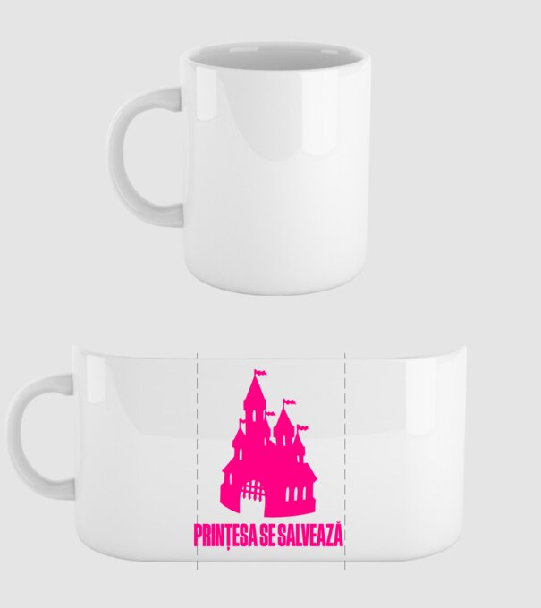 Prințesa se salvează model alb pe tricou