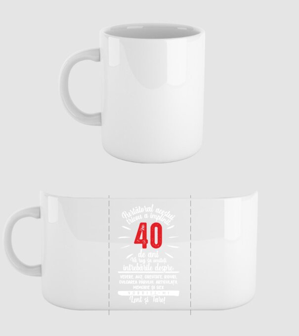 Purtătorul acestui tricou a împlinit: 40 de ani model alb pe tricou